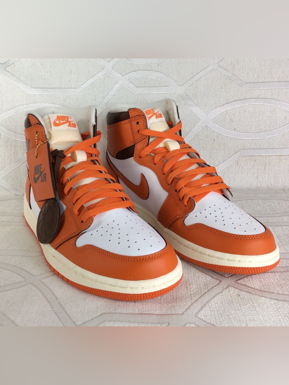 Nike Air Jordan 1 High OG Starfish Orange/White Men's Sneakers with Brown Accent